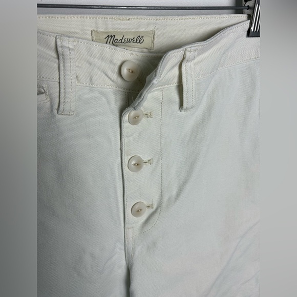 Madewell Size 25 Wide Leg Button Fly Denim Jeans Tan Off White Old Money - Picture 6 of 14